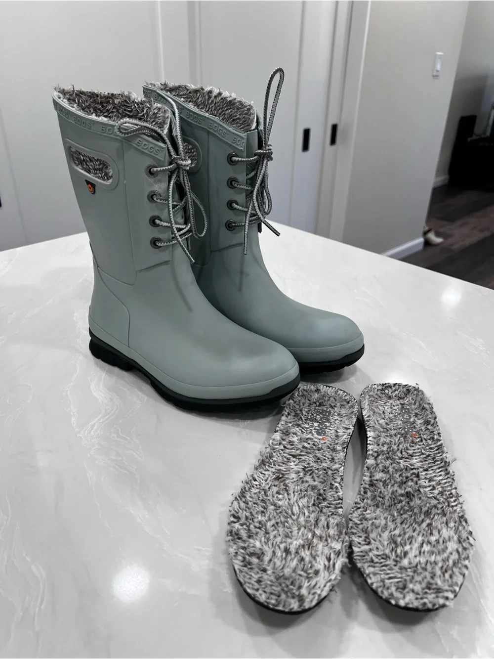 Bogs Amanda II Lace Up Rain Boots Jade Sage Green Lined Waterproof Womens Size 6